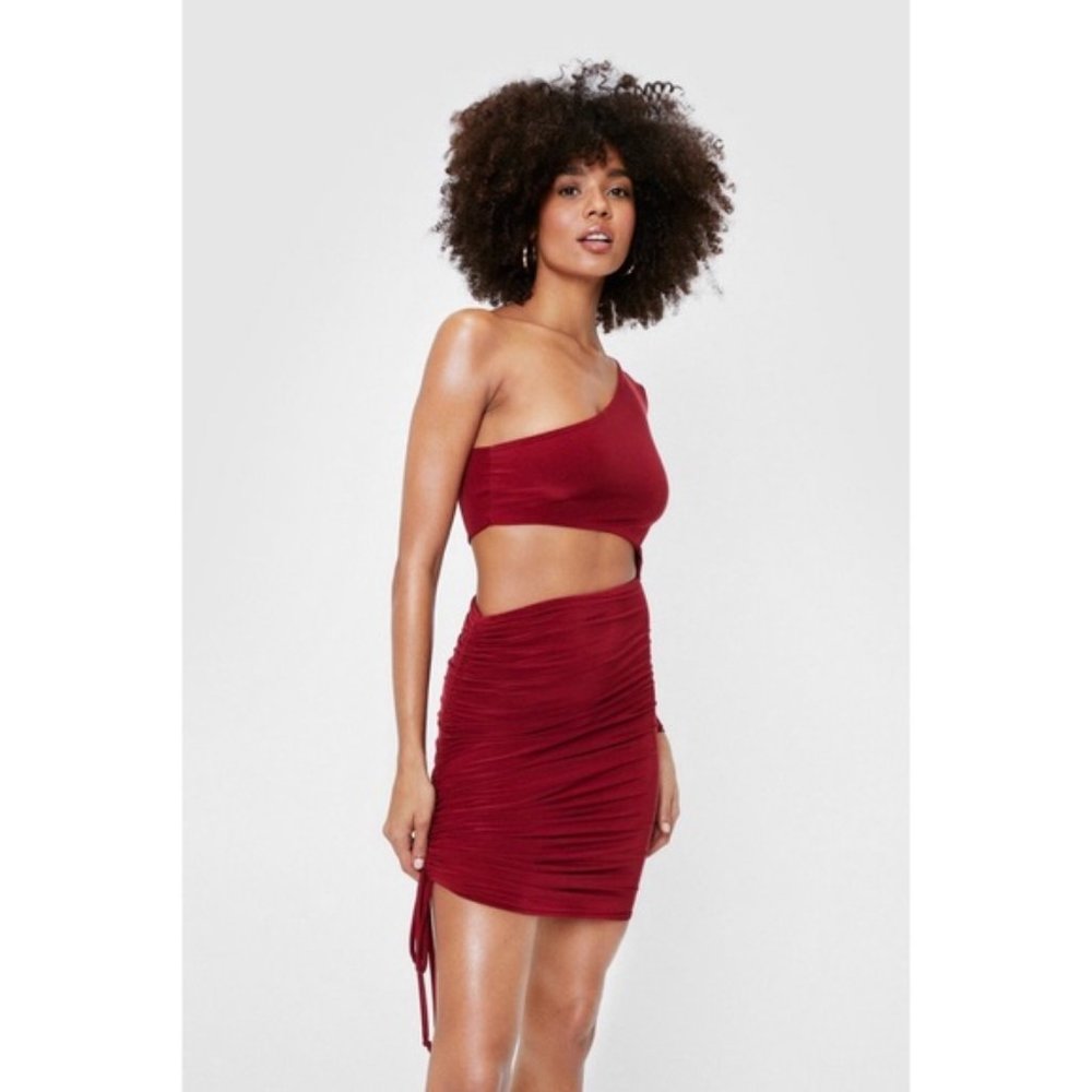 Nasty Gal Cut-Out One Shoulder Ruched Dress